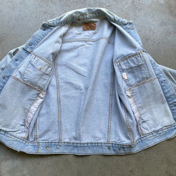 Vintage 1980's Levi's Denim Jacket Trucker Type III Men's Small Light Wash USA - Picture 5 of 9